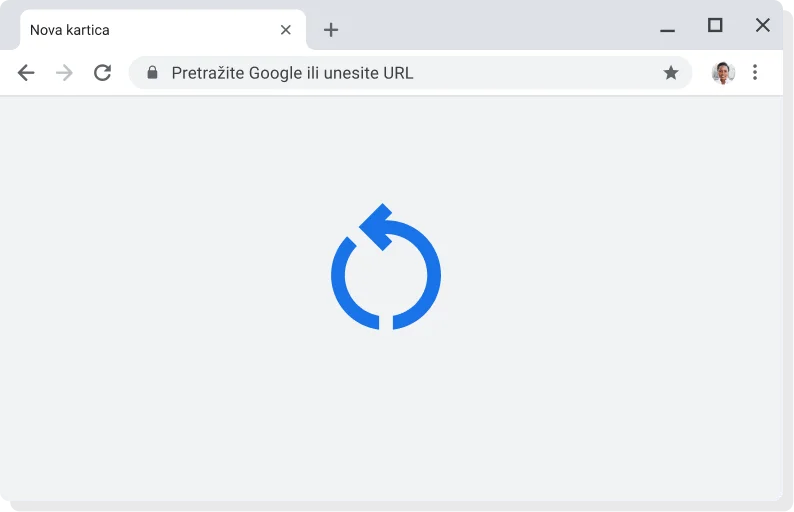 Korisničko sučelje Chrome s ikonom primjene ažuriranja