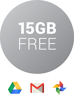 15 GB の無料の Google ドライブ ストレージのロゴ