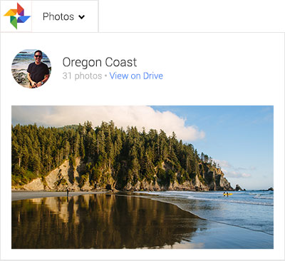 保存在 Google 云端硬盘中并在 Google+ 上分享的俄勒冈海岸照片